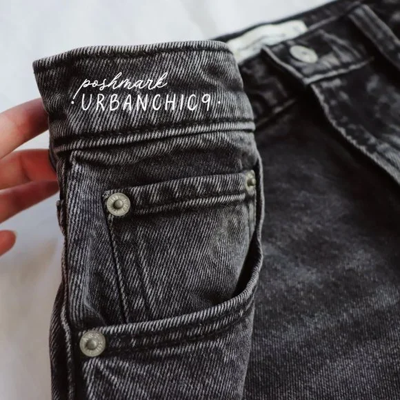 NWT ABERCROMBIE Curve Love 90s High Rise Straight Jean Gray Side Slit size 27 - Picture 9 of 14